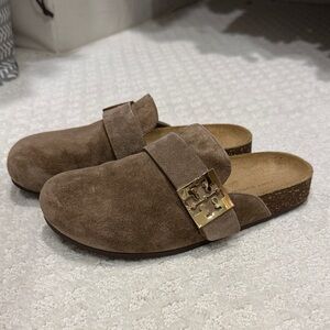 Tory Burch Slip-On Mules with Gold Buckle